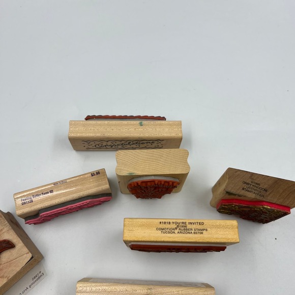 Vintage Lot Rubber Stamps Paper Crafts 14 Pieces Junk Journaling - Picture 7 of 11